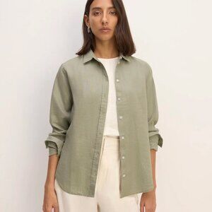 Everlane Green Linen Blouse Shirt Sz Small